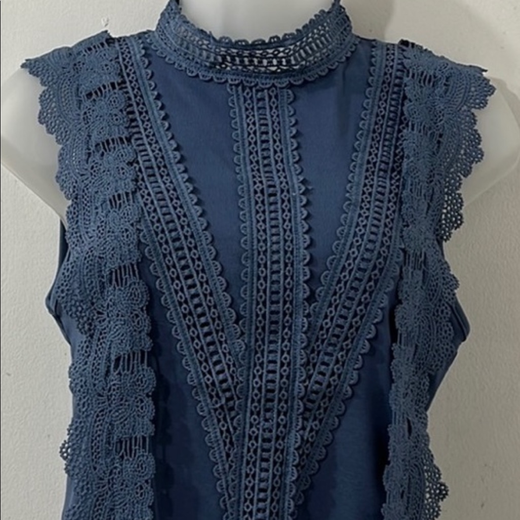 New Blue Tank Blue Lace Medium Blue Nwt New